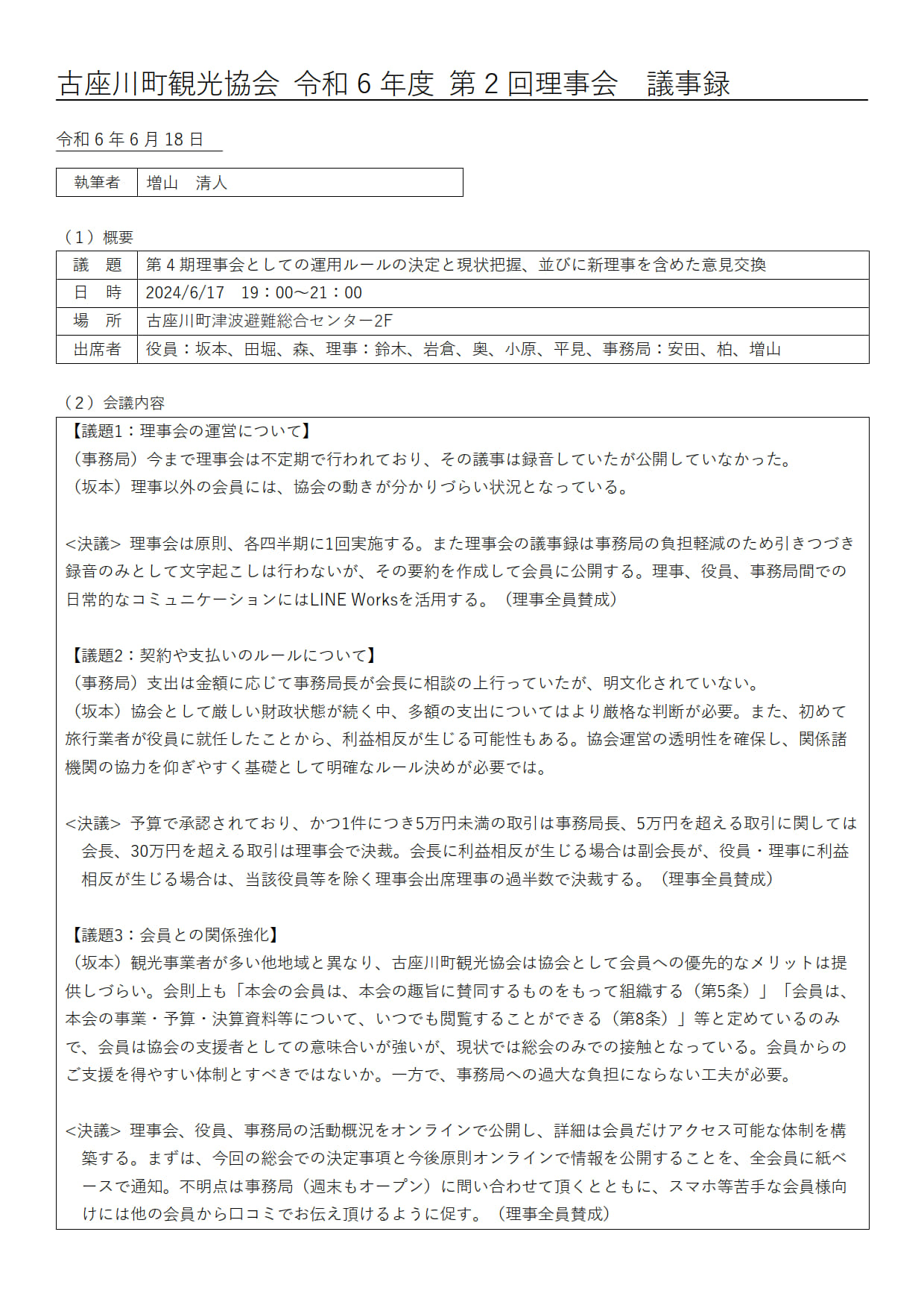 令和6年度第2回理事会議事録01